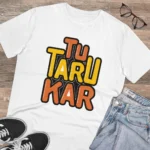 Men's PC Cotton Tu Taru Kar Printed T Shirt (Color: White, Thread Count: 180GSM)