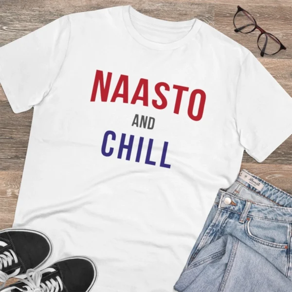 Men's PC Cotton Nasto And Chill Printed T Shirt (Color: White, Thread Count: 180GSM)