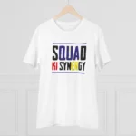 Men's PC Cotton Squed Ki Syneagy Printed T Shirt (Color: White, Thread Count: 180GSM)