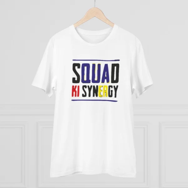 Men's PC Cotton Squed Ki Syneagy Printed T Shirt (Color: White, Thread Count: 180GSM)