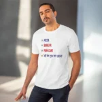 Men's PC Cotton Pizza Burger Pan Cake Maa Ke Hath Ka Khana Printed T Shirt (Color: White, Thread Count: 180GSM)