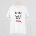 Men's PC Cotton India Kasam Printed T Shirt (Color: White, Thread Count: 180GSM)