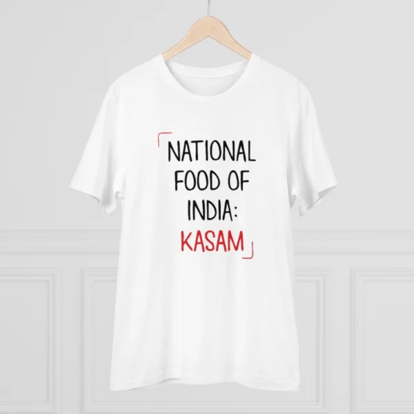 Men's PC Cotton India Kasam Printed T Shirt (Color: White, Thread Count: 180GSM)