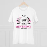 Men's PC Cotton 99th Birthday Printed T Shirt (Color: White, Thread Count: 180GSM)