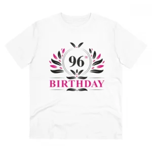 Men's PC Cotton 96th Birthday Printed T Shirt (Color: White, Thread Count: 180GSM)