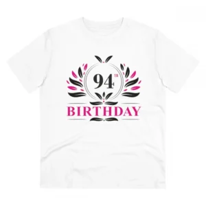 Men's PC Cotton 94th Birthday Printed T Shirt (Color: White, Thread Count: 180GSM)