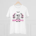 Men's PC Cotton 93rd Birthday Printed T Shirt (Color: White, Thread Count: 180GSM)