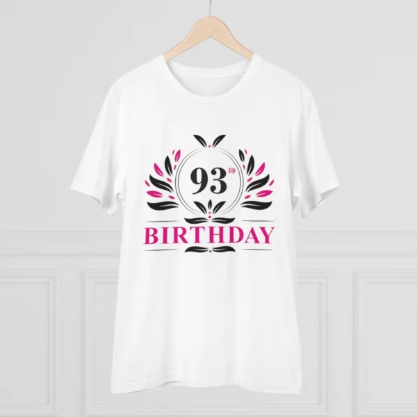 Men's PC Cotton 93rd Birthday Printed T Shirt (Color: White, Thread Count: 180GSM)
