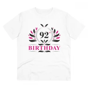 Men's PC Cotton 92nd Birthday Printed T Shirt (Color: White, Thread Count: 180GSM)