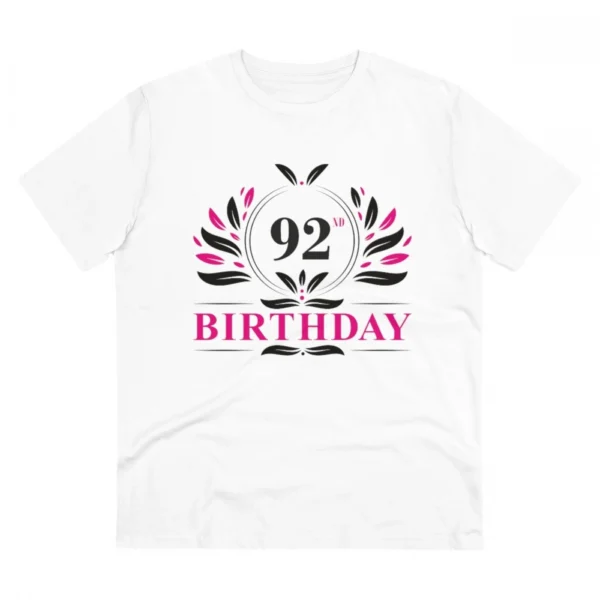 Men's PC Cotton 92nd Birthday Printed T Shirt (Color: White, Thread Count: 180GSM)