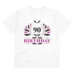 Men's PC Cotton 90th Birthday Printed T Shirt (Color: White, Thread Count: 180GSM)