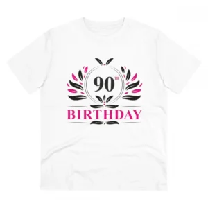 Men's PC Cotton 90th Birthday Printed T Shirt (Color: White, Thread Count: 180GSM)