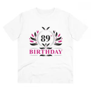Men's PC Cotton 89th Birthday Printed T Shirt (Color: White, Thread Count: 180GSM)