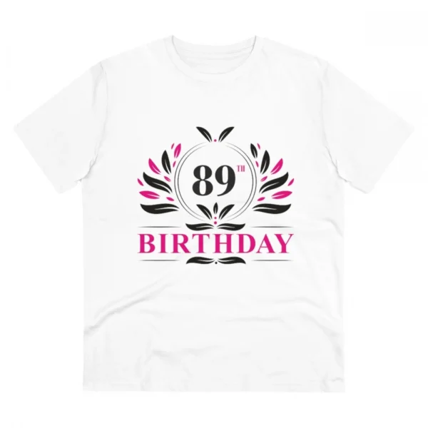Men's PC Cotton 89th Birthday Printed T Shirt (Color: White, Thread Count: 180GSM)