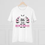 Men's PC Cotton 86th Birthday Printed T Shirt (Color: White, Thread Count: 180GSM)