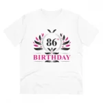 Men's PC Cotton 86th Birthday Printed T Shirt (Color: White, Thread Count: 180GSM)