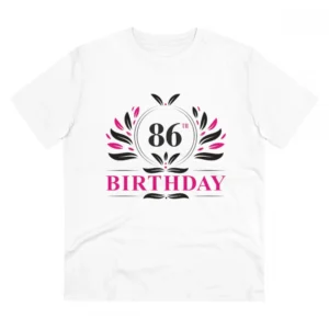 Men's PC Cotton 86th Birthday Printed T Shirt (Color: White, Thread Count: 180GSM)