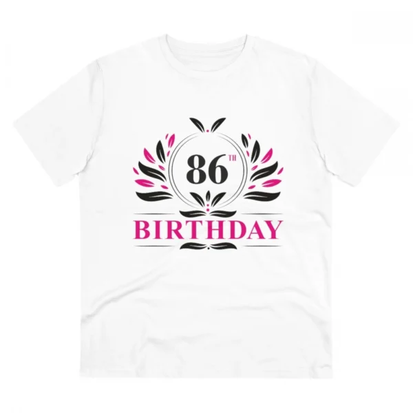Men's PC Cotton 86th Birthday Printed T Shirt (Color: White, Thread Count: 180GSM)
