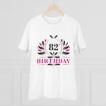 Men's PC Cotton 82nd Birthday Printed T Shirt (Color: White, Thread Count: 180GSM)