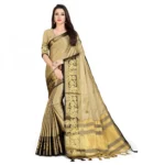 Women's Cotton Silk Saree With Blouse (Black, 5-6Mtrs)