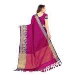 Women's Cotton Silk Saree With Blouse (PInk, 5-6Mtrs)