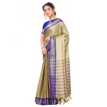 Women's Cotton Silk Saree With Blouse (Blue, 5-6Mtrs)