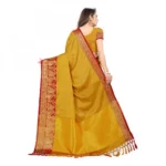 Women's Cotton Silk Saree With Blouse (Mustard Red, 5-6Mtrs)