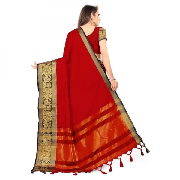 Women's Cotton Silk Saree With Blouse (Black, 5-6Mtrs)