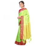 Women's Cotton Silk Saree With Blouse (Parrot Green, 5-6Mtrs)