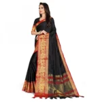 Women's Cotton Silk Saree With Blouse (Red, 5-6Mtrs)