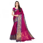 Women's Cotton Silk Saree With Blouse (PInk, 5-6Mtrs)