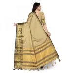 Women's Cotton Silk Saree With Blouse (Black, 5-6Mtrs)