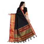Women's Cotton Silk Saree With Blouse (Red, 5-6Mtrs)