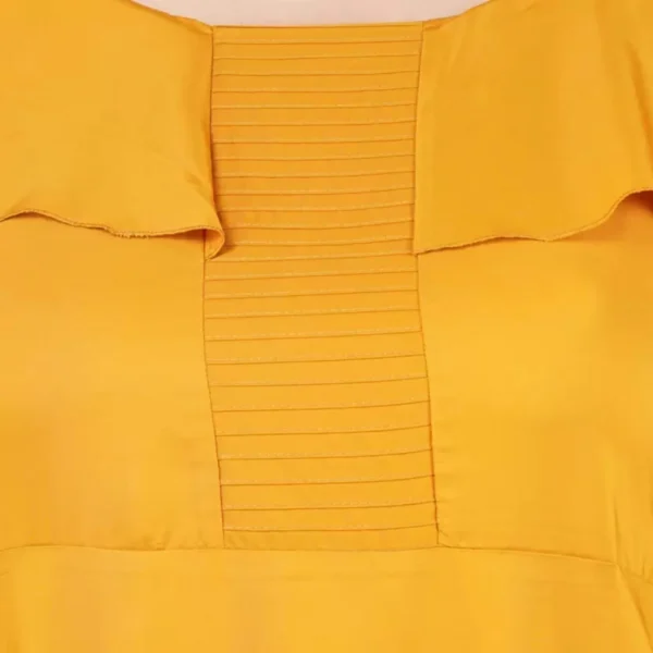 Women's Fit And Flare Yellow Dress (Color:Yellow, Material:Polyester)
