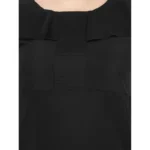 Women's Fit And Flare Black Dress (Color:Black, Material:Polyester)
