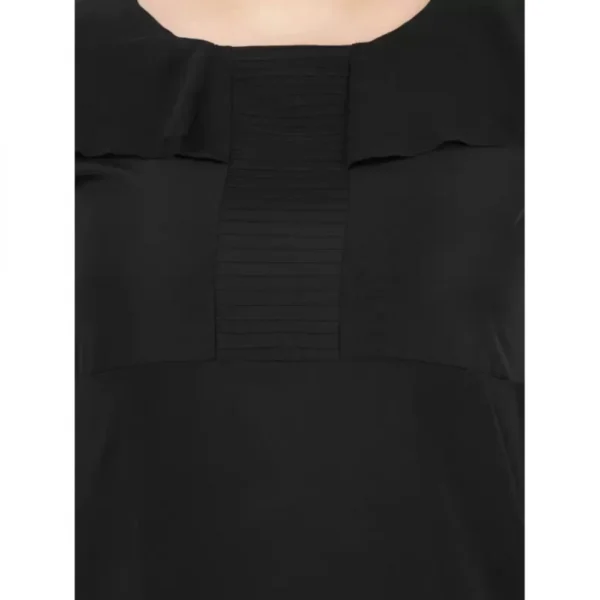 Women's Fit And Flare Black Dress (Color:Black, Material:Polyester)