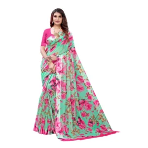 Women's Cotton Silk Saree With Blouse (Multi Color, 5-6mtrs)