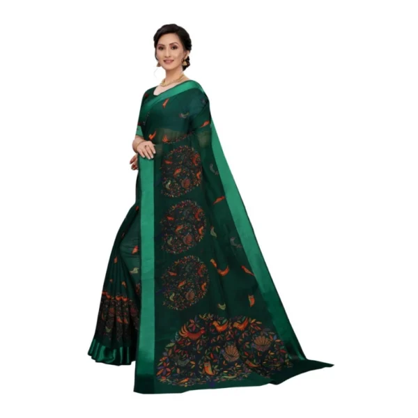 Women's Cotton Silk Saree With Blouse (Black, 5-6mtrs)