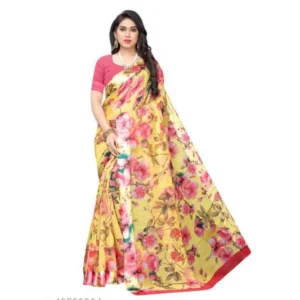 Women's Cotton Silk Saree With Blouse (Multi Color, 5-6mtrs)