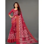 Women's Cotton Silk Saree With Blouse (Red, 5-6mtrs)