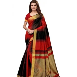 Women's Cotton Silk Saree With Blouse (Multi Color, 5-6mtrs)