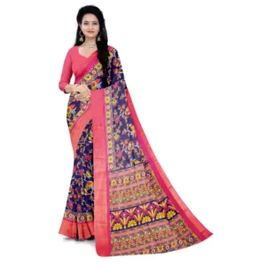 Women's Cotton Silk Saree With Blouse (Purple, 5-6mtrs)