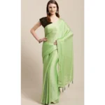 Women's Cotton Silk Saree With Blouse (Pista Green, 5-6mtrs)