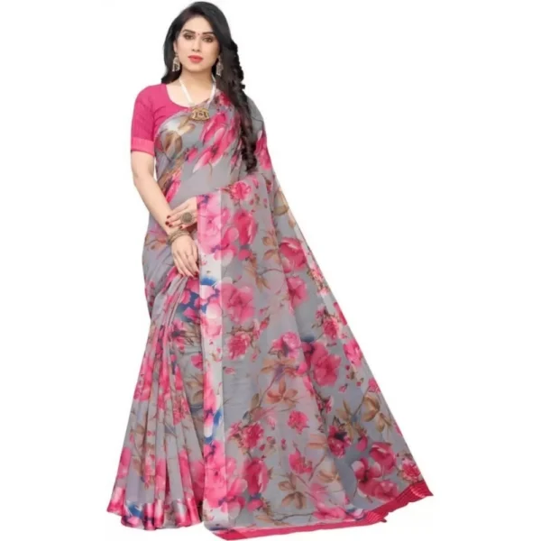 Women's Cotton Silk Saree With Blouse (Multi Color, 5-6mtrs)