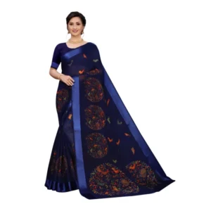 Women's Cotton Silk Saree With Blouse (Black, 5-6mtrs)