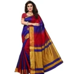 Women's Cotton Silk Saree With Blouse (Multi Color, 5-6mtrs)