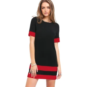 Women's Western Wear Hosiery T Shirts (Black And Red)
