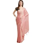 Women's Cotton Silk Saree With Blouse (Light Pink, 5-6mtrs)