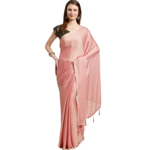 Women's Cotton Silk Saree With Blouse (Light Pink, 5-6mtrs)