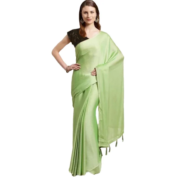 Women's Cotton Silk Saree With Blouse (Pista Green, 5-6mtrs)